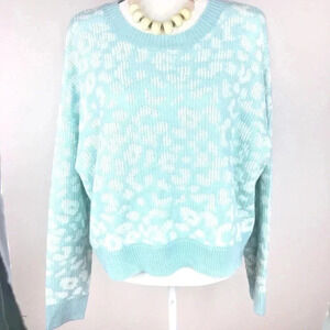 John + Jenn blue leopard print sweater